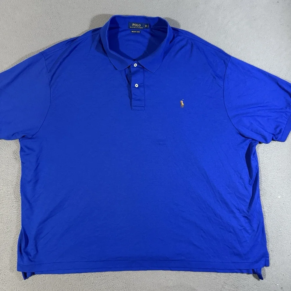Polo Ralph Lauren Polo Shirt Men 5XB Royal Long Sleeve Pima Soft Touch‎ Classic